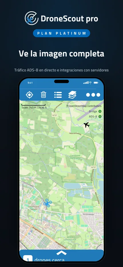 Aeronaves tripuladas por ADS-B e integraciones con servidores