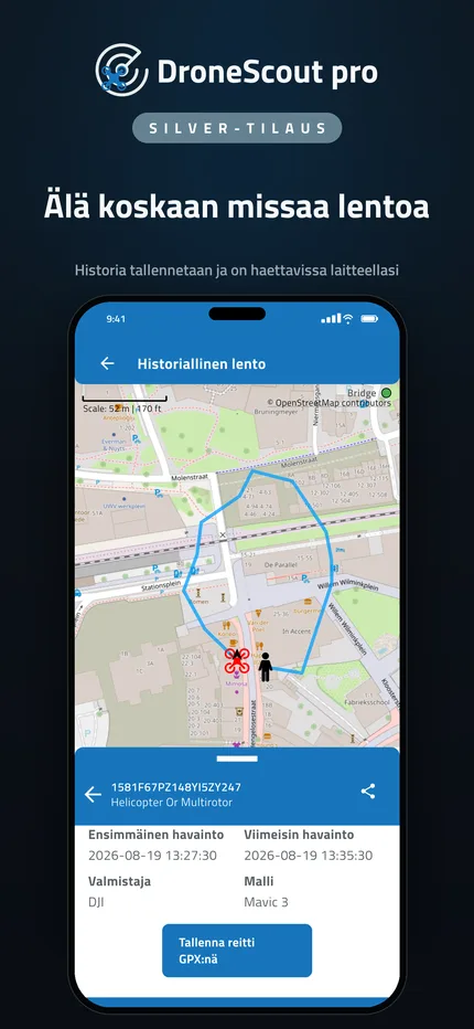Aiemmin havaittujen dronejen lentohistoria