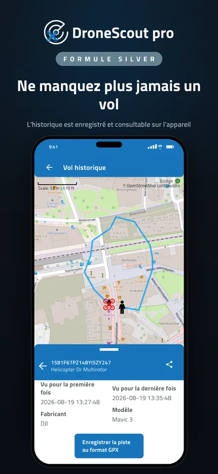 Historique des vols des drones détectés