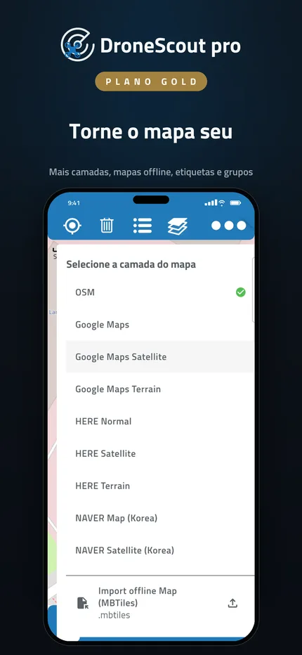 Camadas de mapa e mapas offline