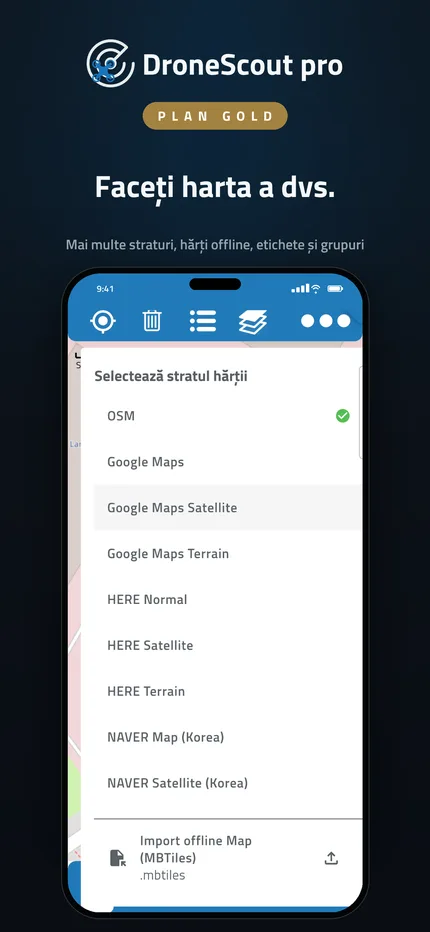Straturi de hartă și hărți offline