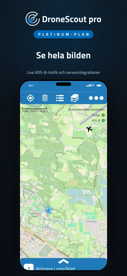Bemannade luftfartyg via ADS-B och serverintegrationer